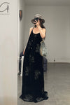 MUTEDANCE velvet embroidered suspender skirt MD24SS31